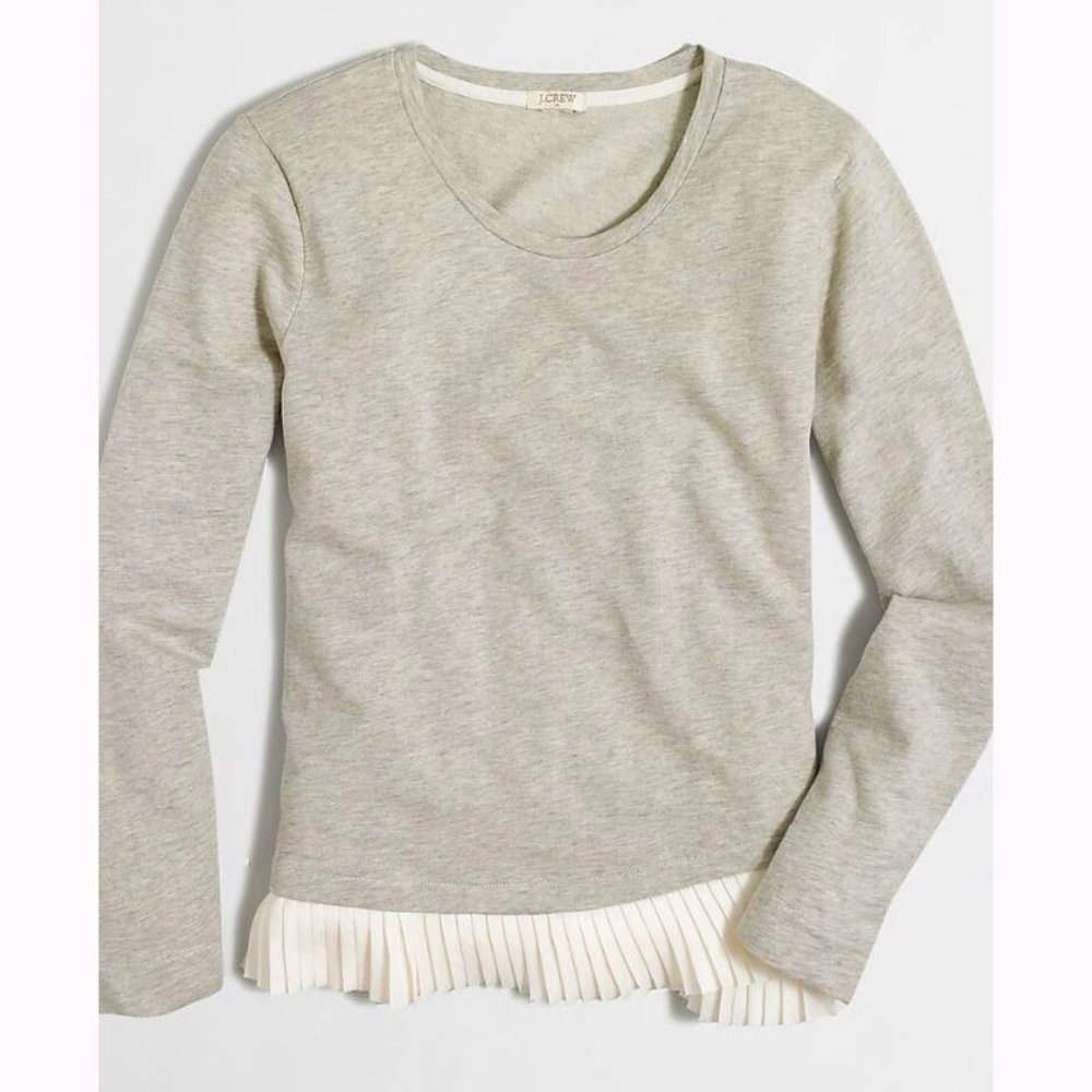 J. Crew Women's Heather Stone Champagne Ruffle-Hem Sweatshirt